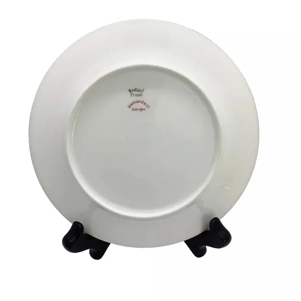 2 Haviland Limoges Bread Butter Plates Coupe H1415 White/Gold Trim & Inner Ring